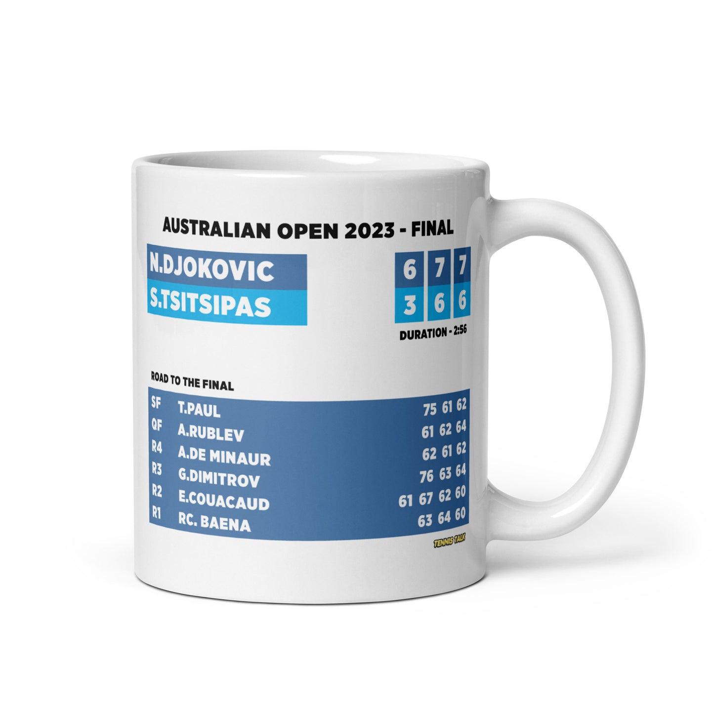 Novak Djokovic vs Stefanos Tsitsipas - Australia Open 2023 Final Mug